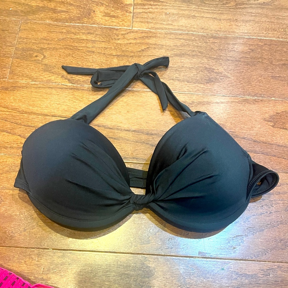 NWOT Black Mossimo Halter Push Up Bikini Top Size Large